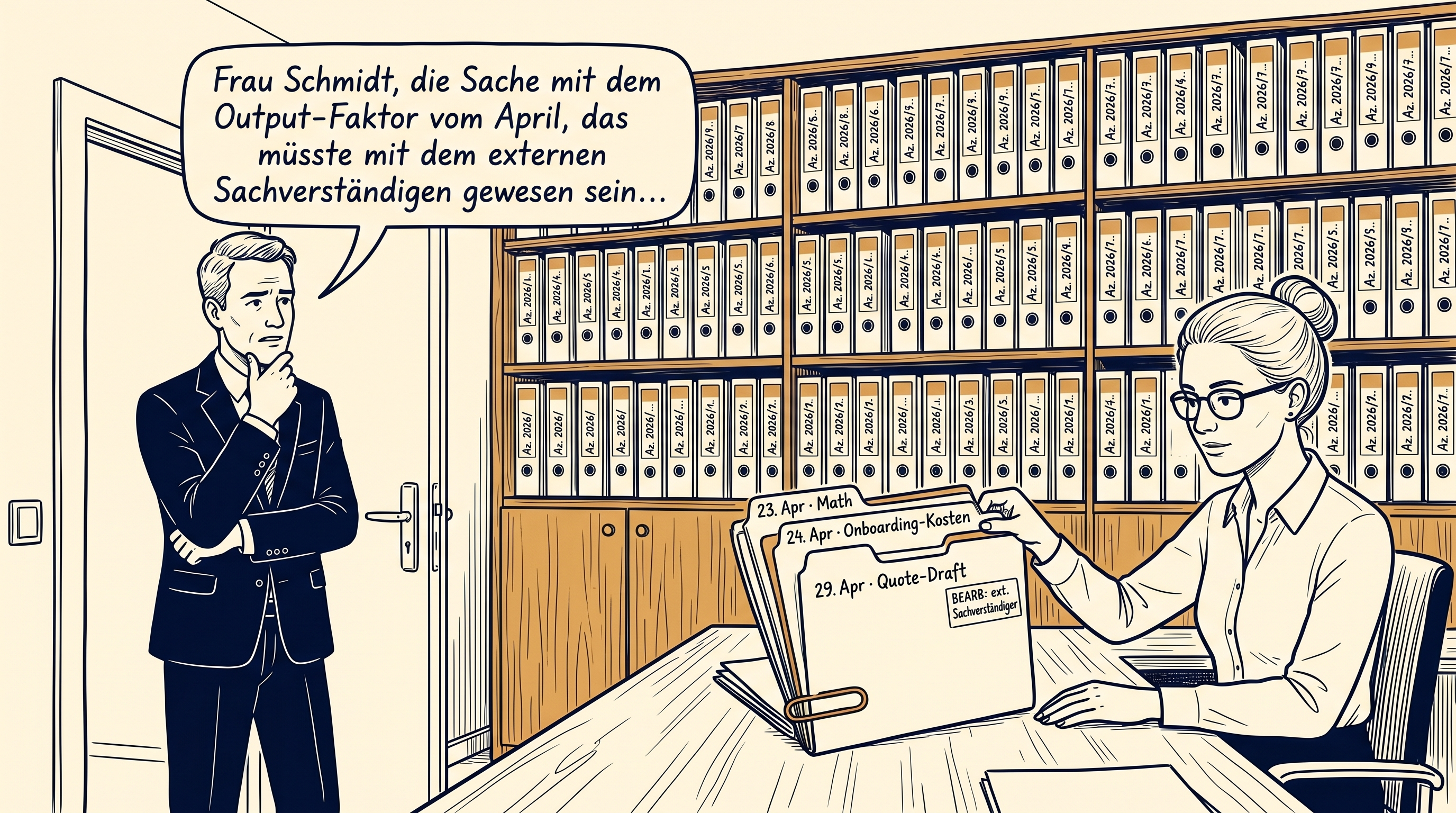 Anwaltskanzlei-Szene mit Akten-Dossier